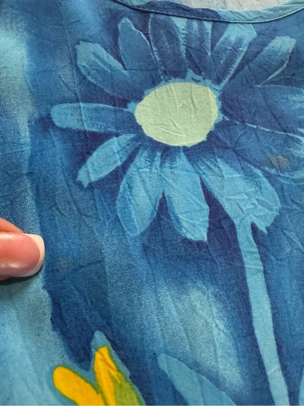 Vintage 90s Jams World Dress Womens small Blue Midi Floral Blue Pockets FLAWED - Picture 8 of 16